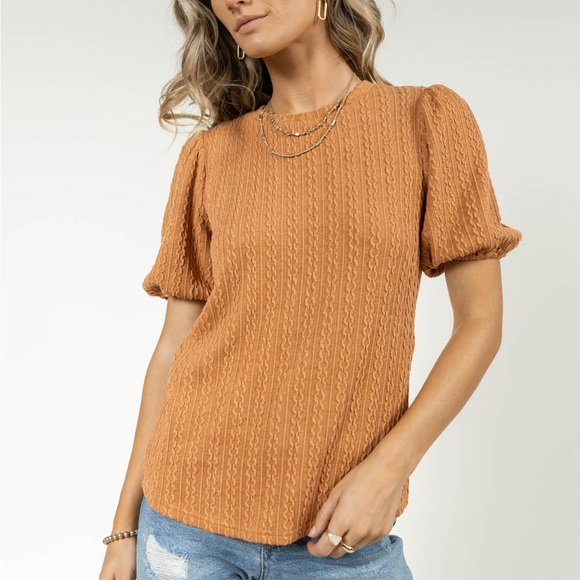 bohme Tops - Bohme puff sleeve top in Terracotta